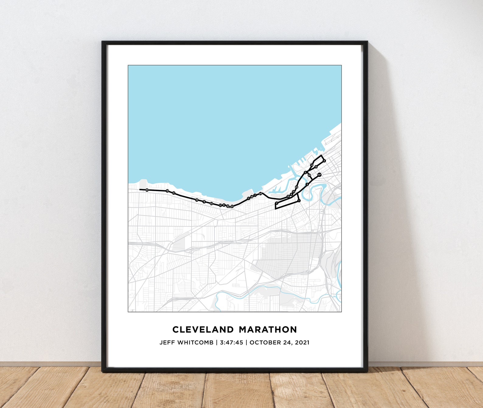 Cleveland Marathon Course Map Personalized Cleveland Etsy