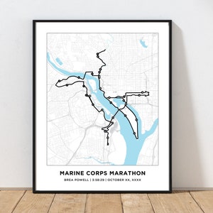 Marine Corps Marathon Course Map | Personalized Marine Corps Marathon Marathon Route Map | Custom Marathon Map | Gifts for Runners | 26.2