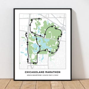 Carte du parcours du marathon de Chicagoland | Carte personnalisée du parcours du marathon de Chicagoland | Carte personnalisée du marathon | Cadeau pour les coureurs | 26.2 Carte