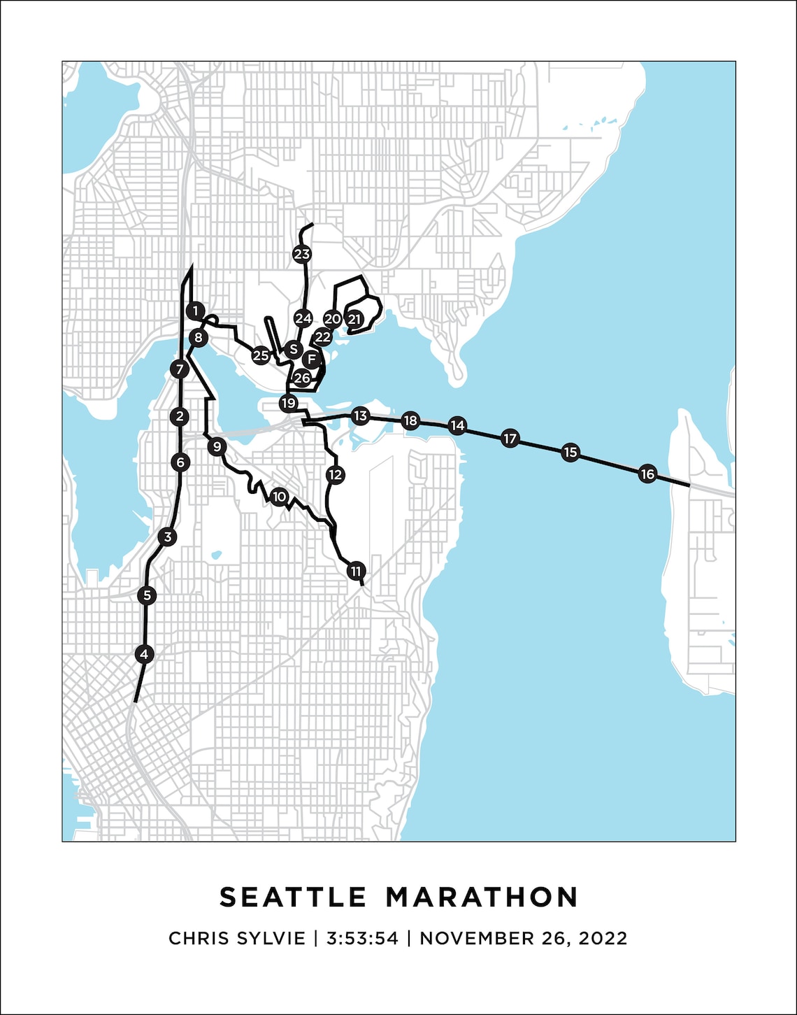 Seattle Marathon Course Map Personalized Seattle Marathon Etsy