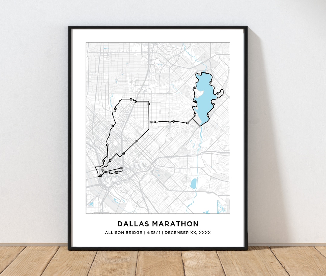 Dallas Marathon Course Map Personalized Dallas Marathon Route Map