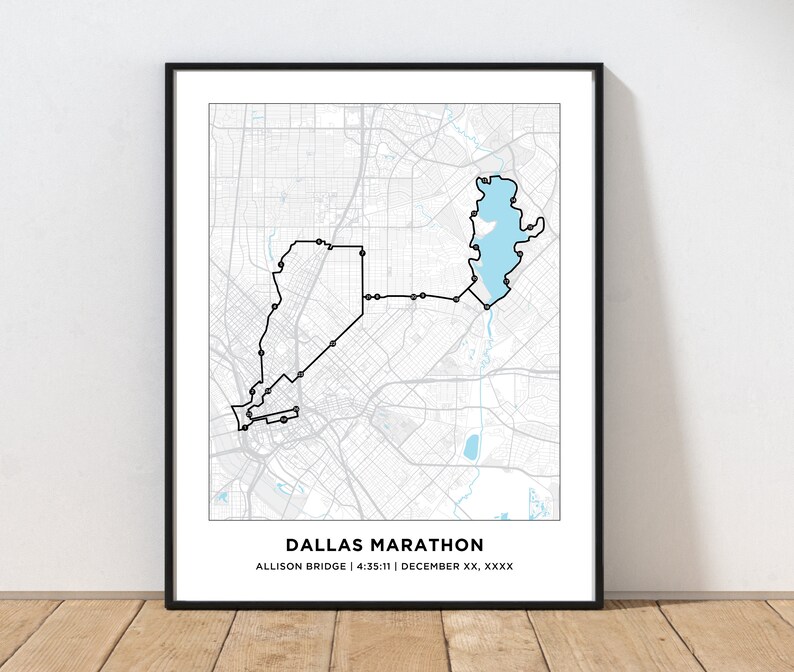 Dallas Marathon Course Map Personalized Dallas Marathon Route Map