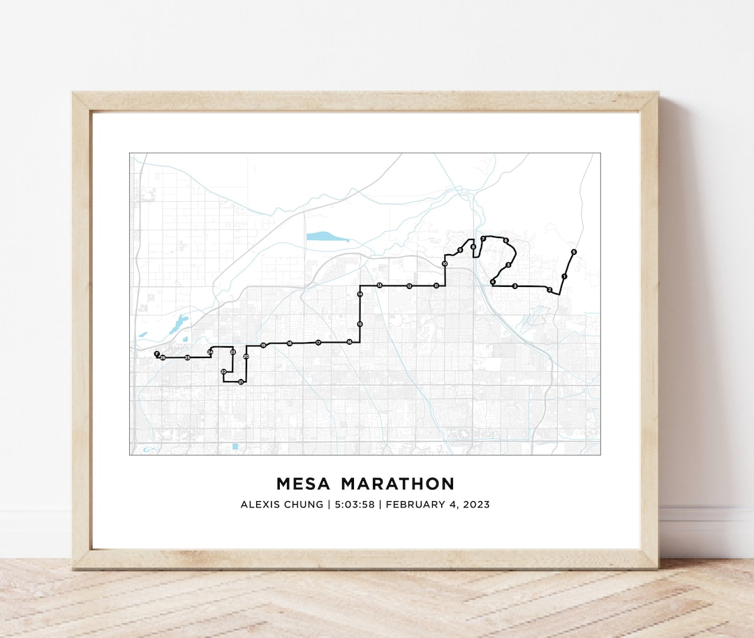 Mesa Marathon Map Personalized Mesa Arizona Marathon Map 26.2 Map Etsy