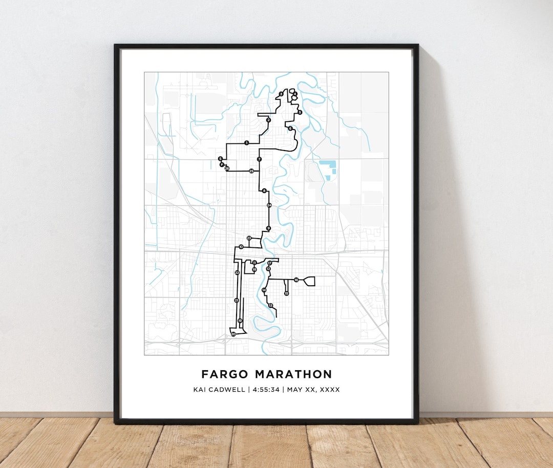 Fargo Marathon Course Map Personalized Fargo Marathon Route Map Fargo Marathon Course Map Personalized Fargo Marathon Route Map