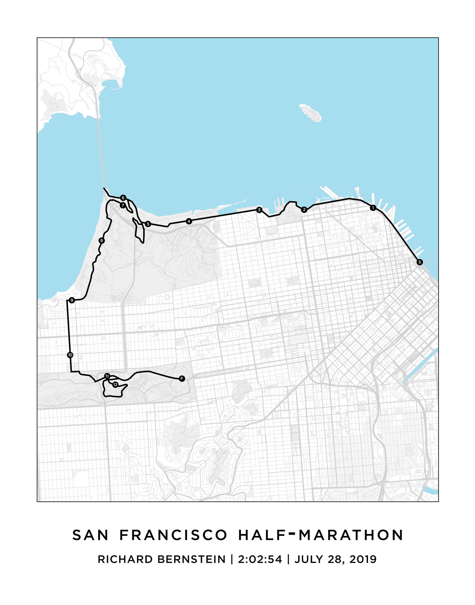 San Francisco Half Marathon Course Map Personalized San Francisco Route