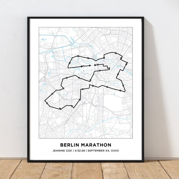 Berlin Marathon Course Map | Personalized Berlin Marathon Route Map | Custom Marathon Map | Gift for Runners | 26.2 Map