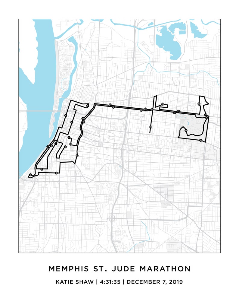 Memphis St. Jude Marathon Course Map Personalized Memphis Etsy.de