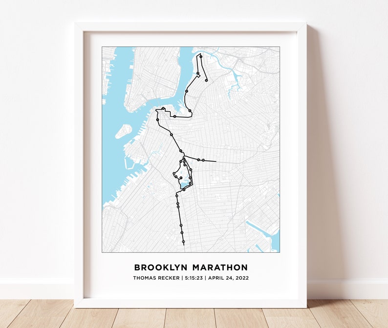 Brooklyn Marathon Course Map Personalized Brooklyn Marathon Etsy