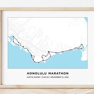 Honolulu Marathon Course Map | Personalized Honolulu Route Map  | Gift for Runners | 26.2 Map