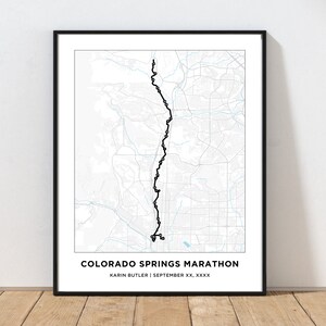 Carte du parcours du marathon de Colorado Springs | Carte personnalisée du parcours du marathon de Colorado Springs | Cadeaux pour les coureurs | 26,2