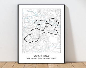 Berlin 26.2 Marathoner Course Map | Personalized Berlin Route Map | Custom Marathon Map | Gift for Runners | 26.2 Map
