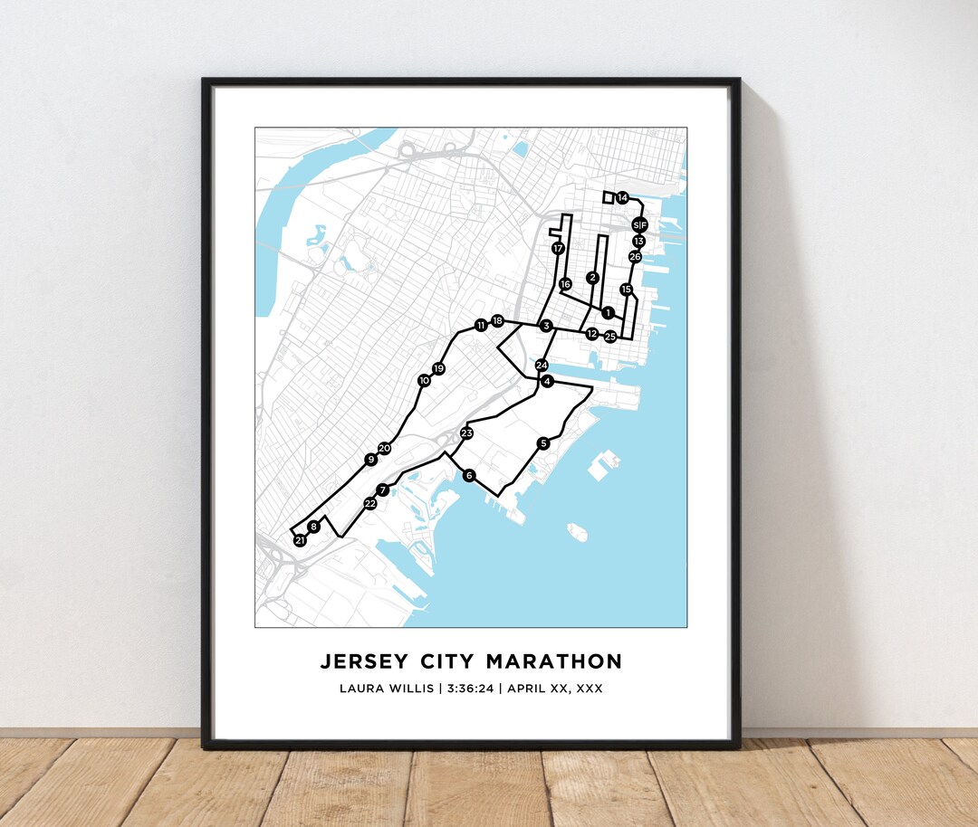 Jersey City Marathon Course Map Personalized Jersey City Marathon Route