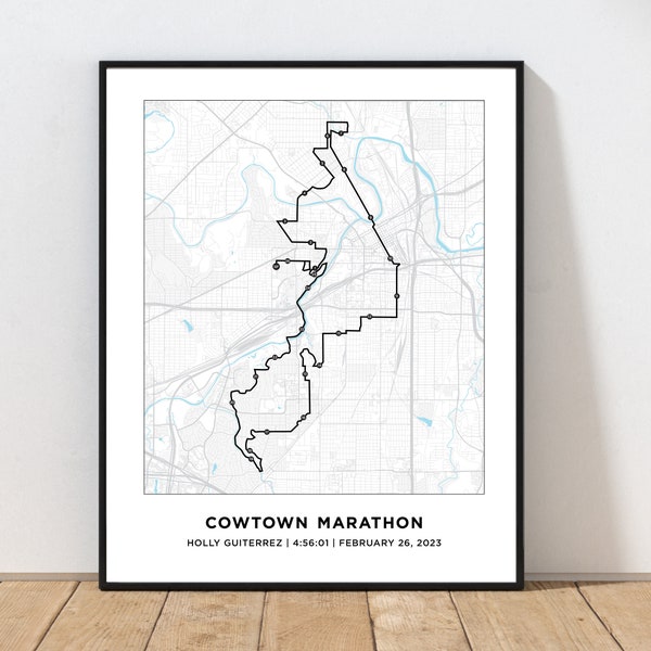 Cowtown Marathon Course Map Etsy