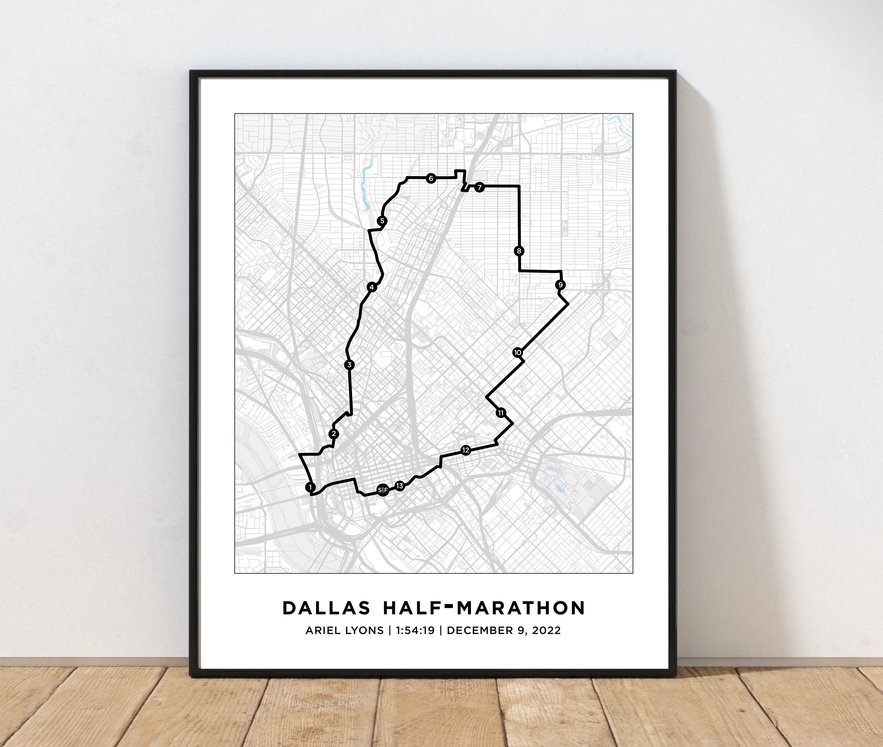 Dallas Half-marathon Course Map Personalized Dallas - Etsy