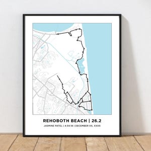 Rehoboth Beach 26.2 Marathoner Course Map | Personalized Rehoboth Beach Route Map  | Gift for Runners