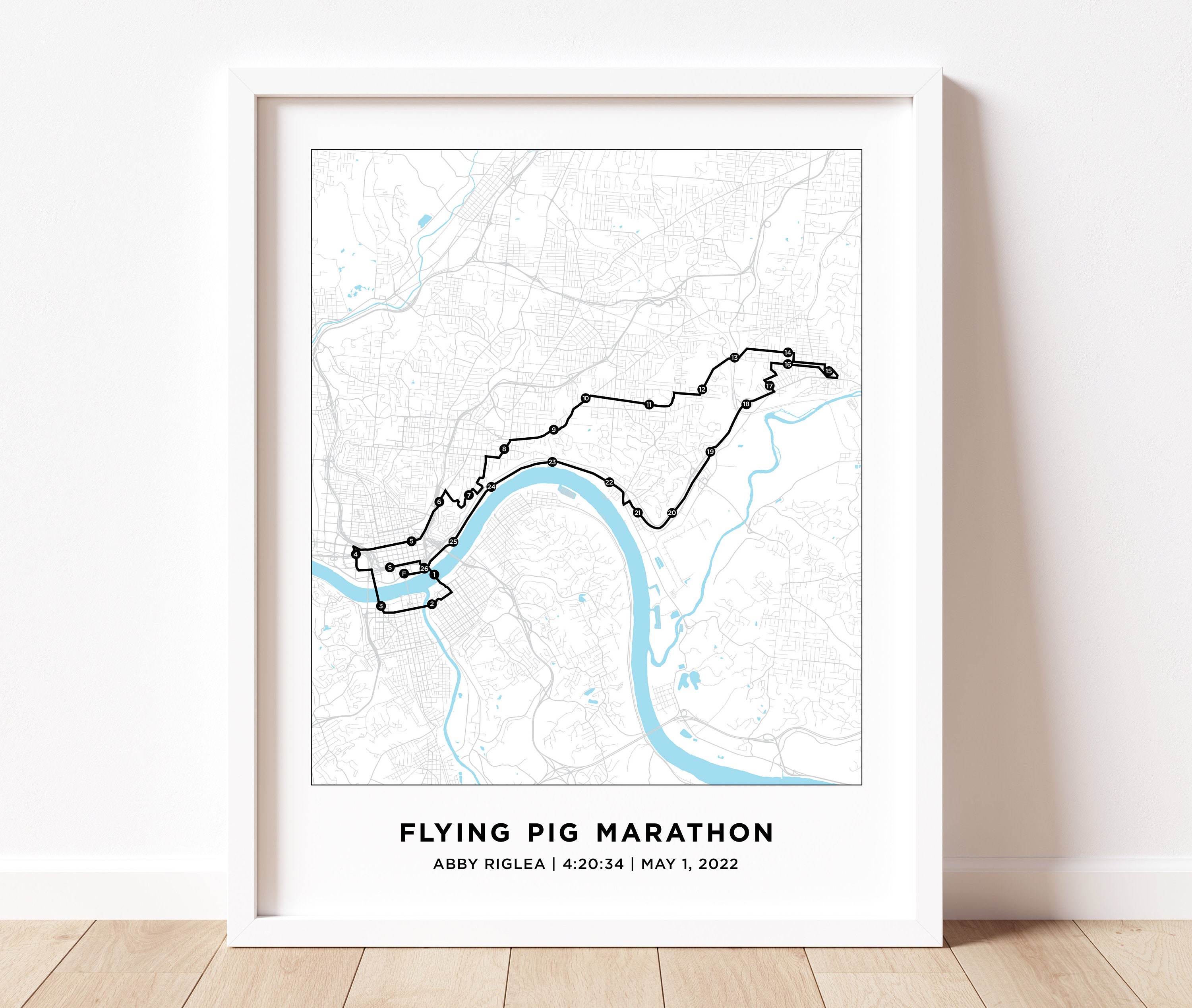 Marathon Map Flying Pigs Etsy