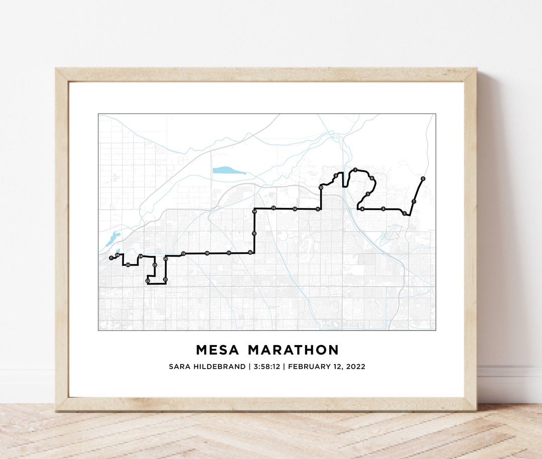 Mesa Marathon Map Personalized Mesa Arizona Marathon Map Etsy