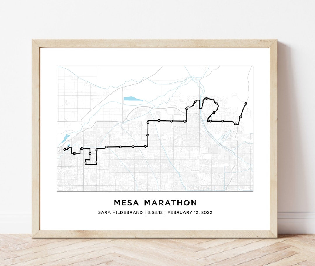 Mesa Marathon Map Personalized Mesa Arizona Marathon Map Etsy