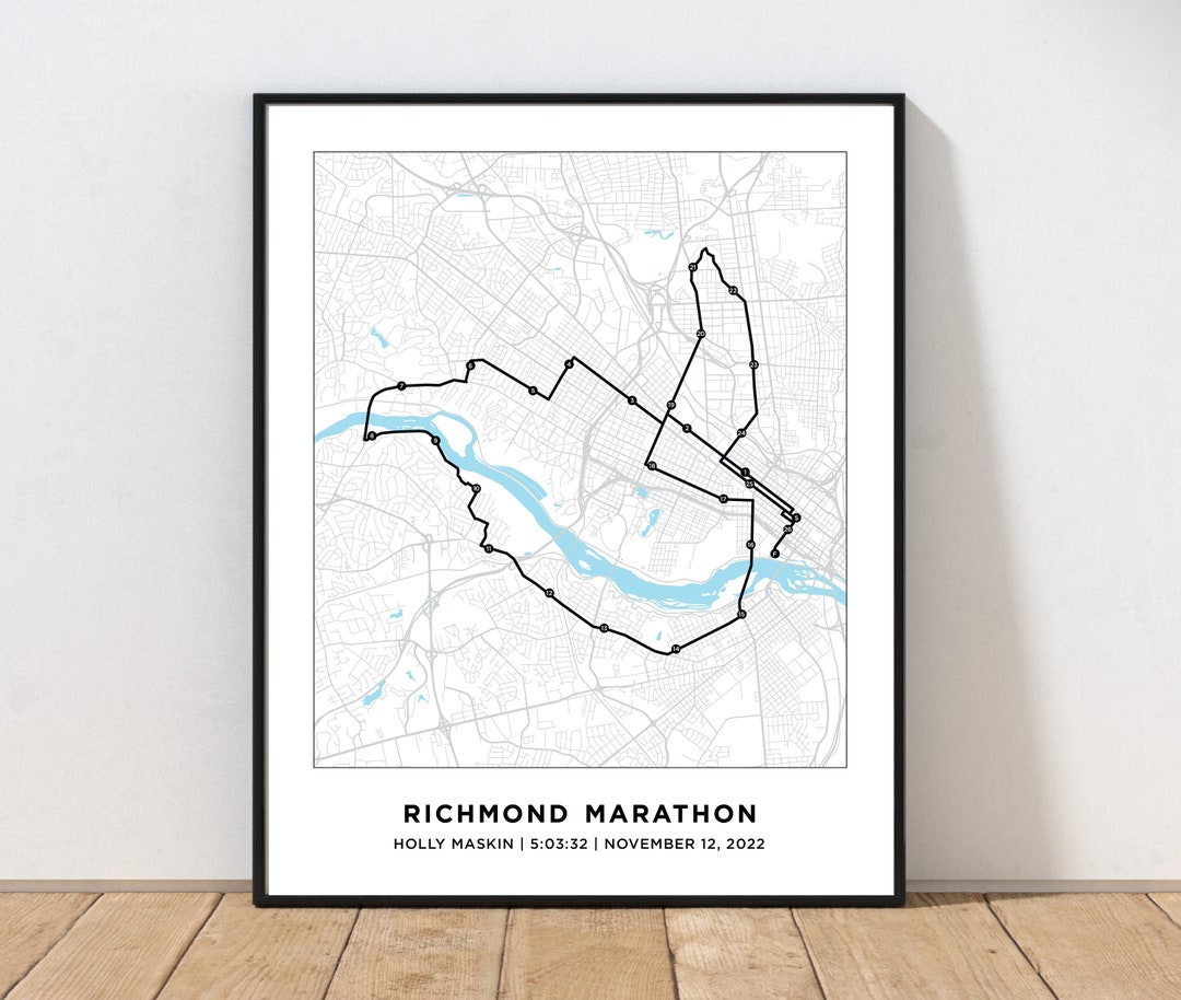 Richmond Marathon Course Map Personalized Richmond Marathon - Etsy