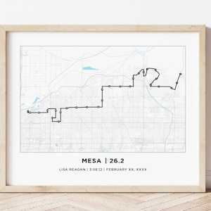 Mesa 26.2 Course Marathoner Map | Personalized Mesa Arizona Map | 26.2 Map