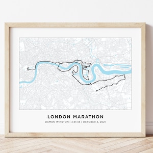 Plan du parcours du marathon de Londres | Carte personnalisée du parcours du marathon de Londres | Carte personnalisée du marathon | Cadeau pour les coureurs | 26.2 Carte