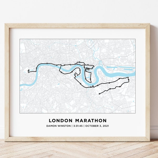 London Marathon Course Map | Personalized London Marathon Route Map | Custom Marathon Map | Gift for Runners | 26.2 Map