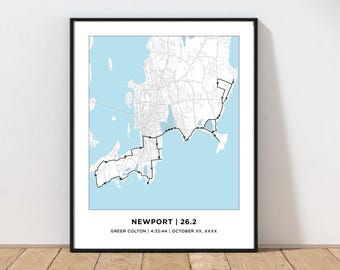 Newport 26.2 Marathoner Map Print | Rhode Island Runner Gift