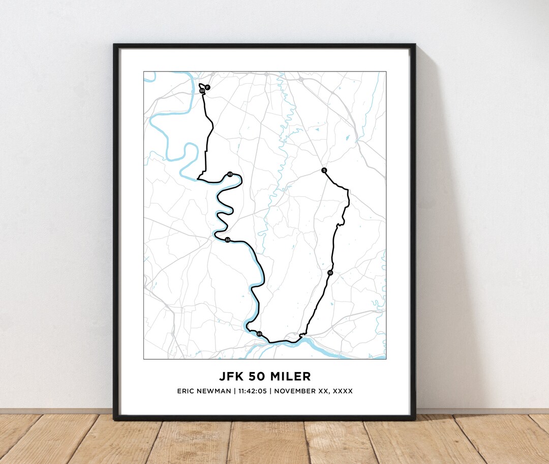 JFK 50 Mile Race Course Map Personalized JFK 50 Mile Map Ultra Race Etsy