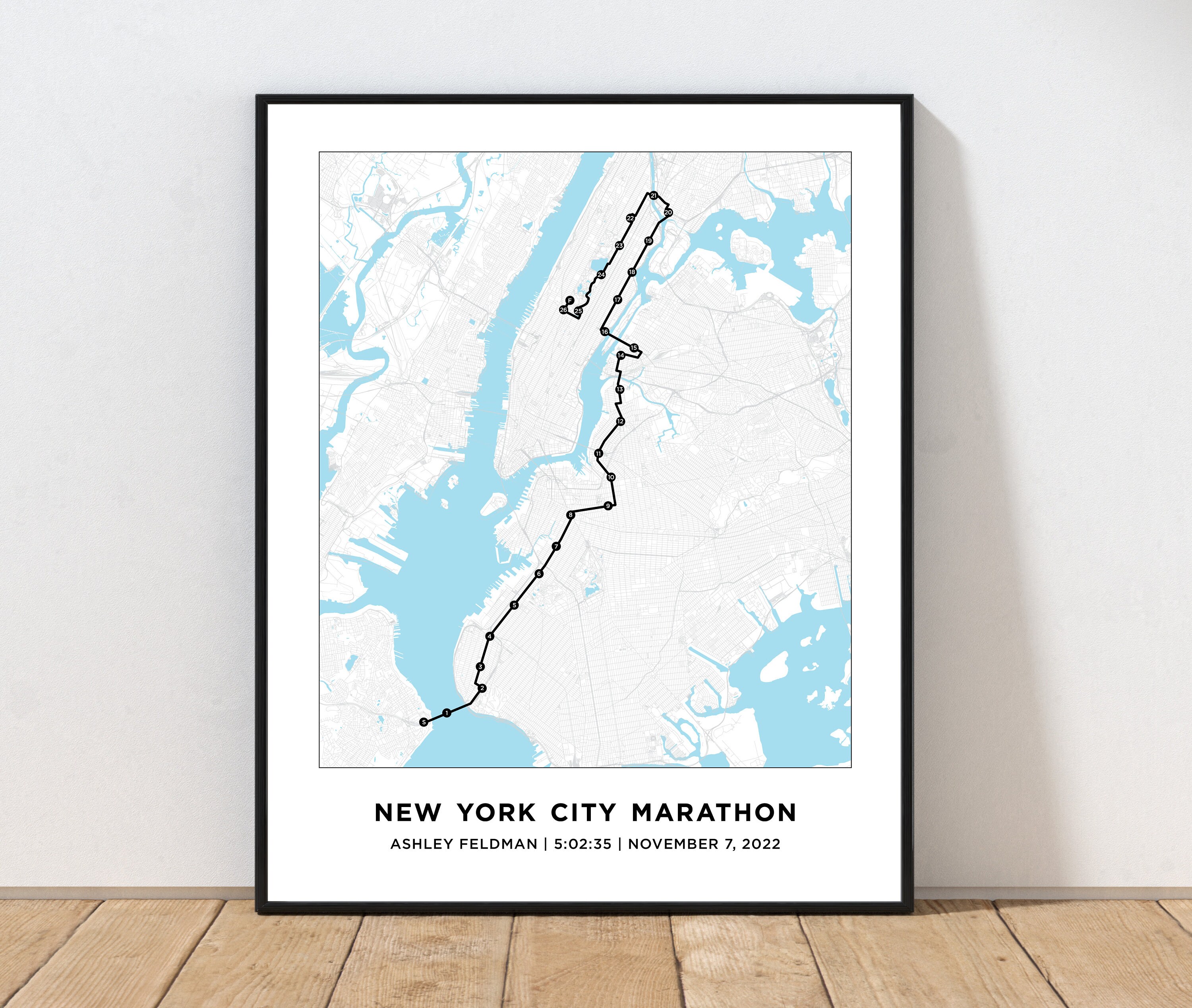Nyc Marathon Route Map Nyc Marathon Course Map New York City Marathon - Etsy Australia