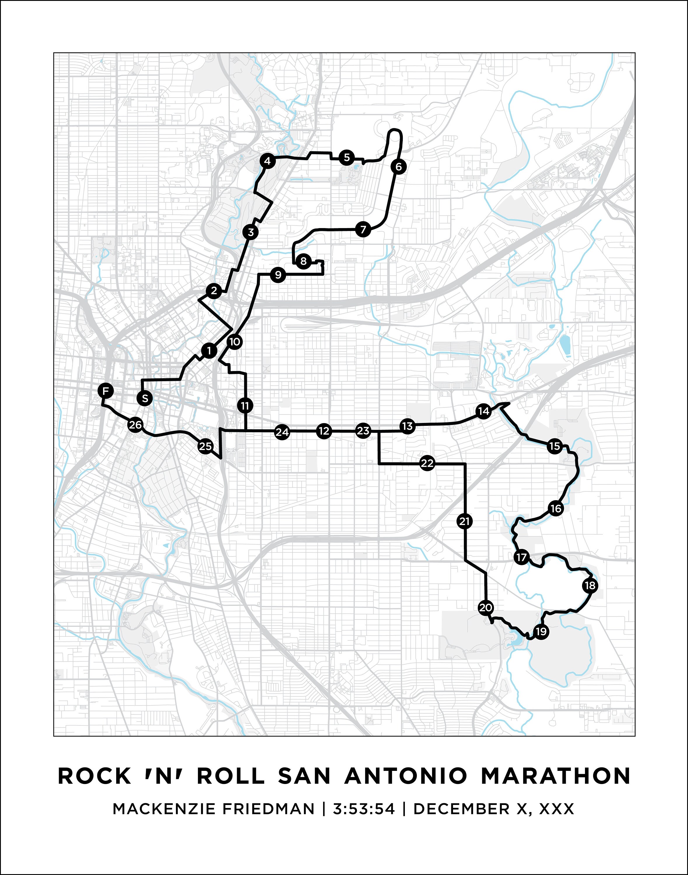 San Antonio Marathon Course Map Personalized San Antonio Marathon Route