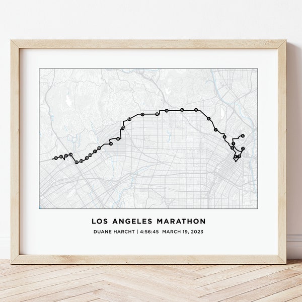 LA Marathon Course Map | Personalized LA Marathon Route Map | Los Angeles Marathon | Marathon Print | Gift for Runners