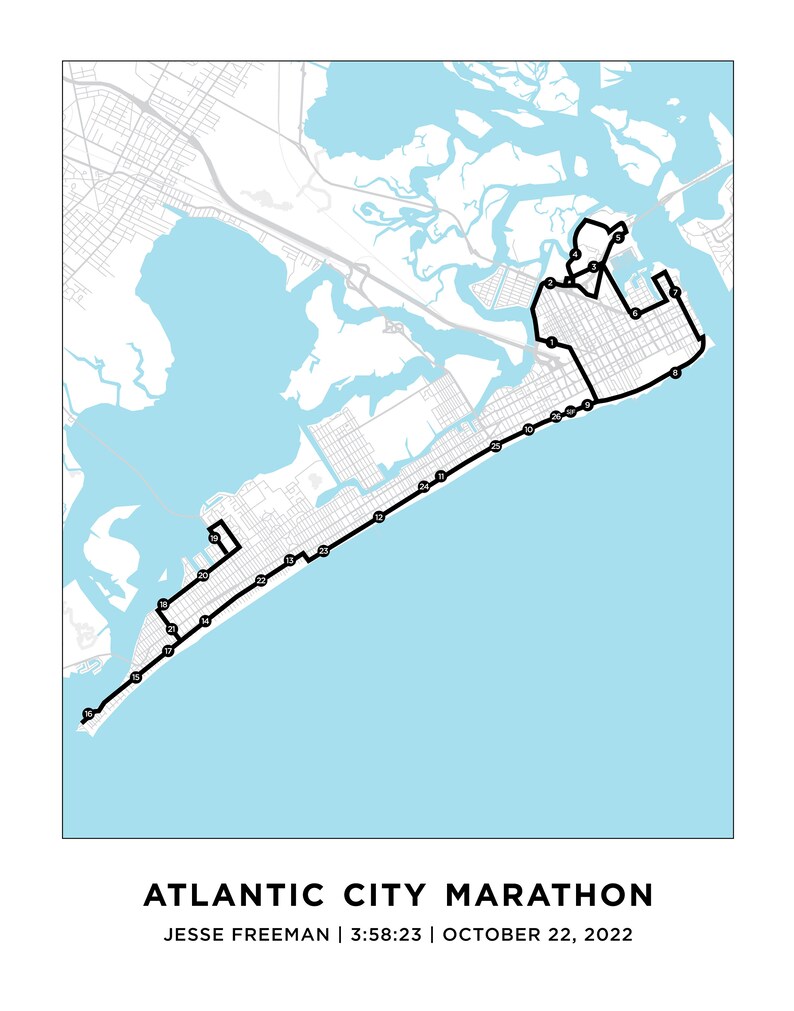 Atlantic City Marathon Course Map Personalized Atlantic City Marathon