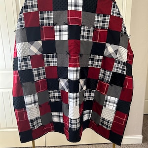Red, black, grey quilt