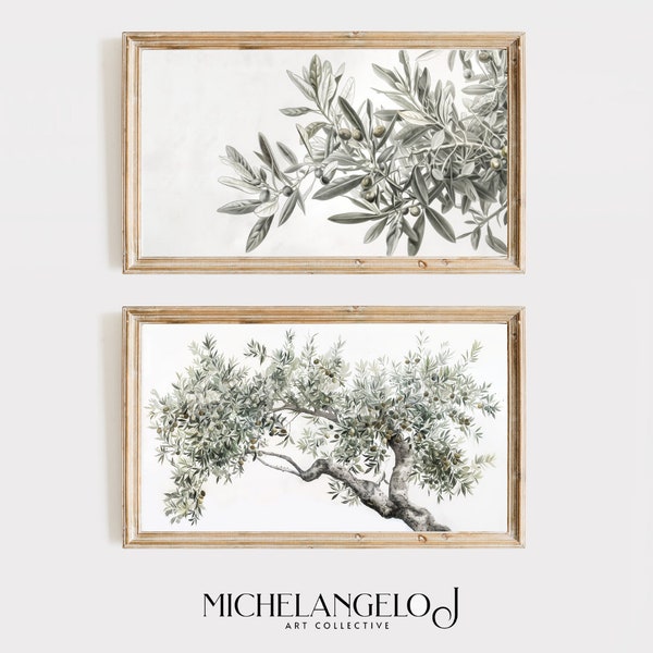 FRAME TV ART Olive Tree Drawing** - Elegant Nature-Inspired Wall Art - Perfect Home Decor or Housewarming Gift