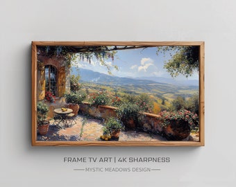 Tuscan Villa Frame TV Art – Spring Flowers Landscape (Digital Download)