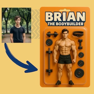 Figura de acción de culturista personalizada: convierte tu foto en arte para tu caja de juguetes / Descarga digital / Regalo único para amantes del fitness
