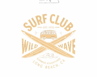 Retro Surf Club PNG SVG: Beach Summer Design (Digital Download)