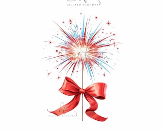 Preppy 4th of July Fireworks PNG SVG, Coquette USA Design (Digital Download)