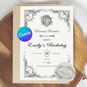 Instant Download - Victorian, Bridgerton, Tea Party, Birthday | Invite, Canva Template Invitation - Editable