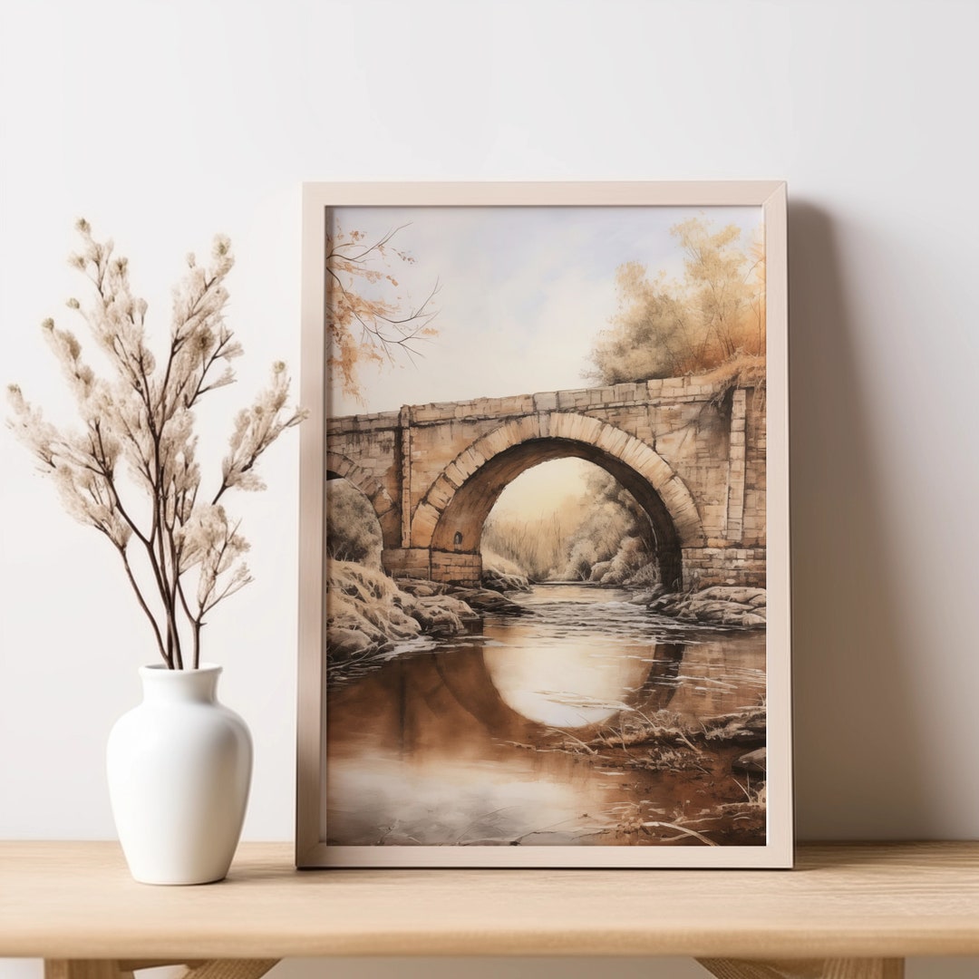 Bridge Art Decor Neutral Digital Print Arch Bridge Decor Digital Art ...