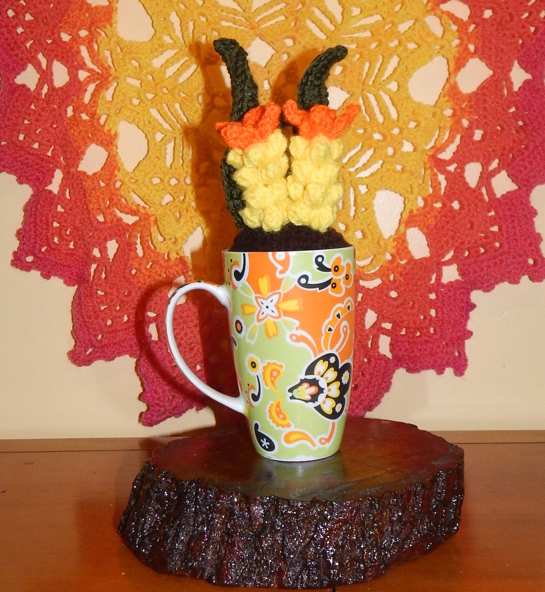 Crocheted Succulent in a Mug Pretty Decor Etsy