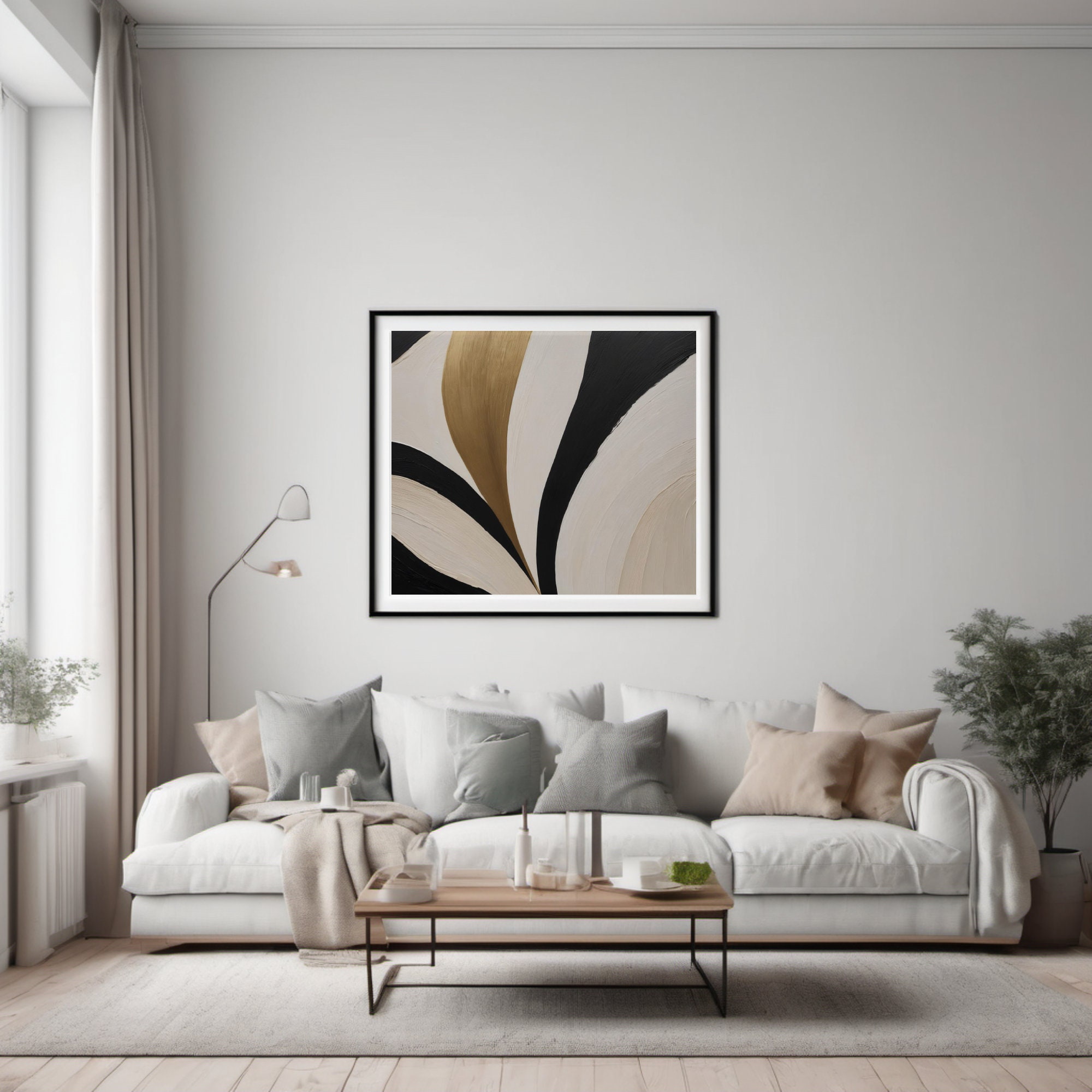 Minimalist Aestheic Art | Digital Art | PDF Download | Beige, Black, and Gold | Modern Art | - Etsy