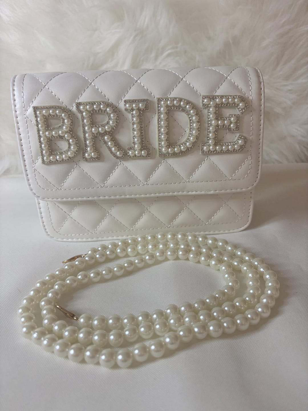 Bride White Pearl Clutch, Bridal Purse, Wedding Bag, Rhinestone Bride ...