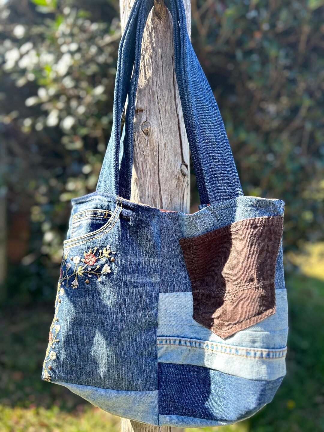 Vintage Denim Spliced Women Shoulder Bag main image 0