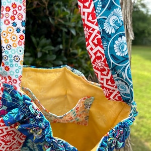 handmade ruffle over the shoulder purse
