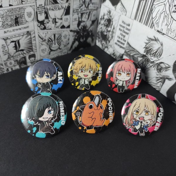 Chainsaw Man Badges | anime jewelry | Anime fan gift | Cosplay | Denji | Aki | Makima | Hymeno | Pochita | power