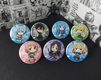 Sword Art Online Badges | anime jewelry | Anime fan gift | Cosplay | Kirito | Asuna | Shino | Leafa | Lisbeth | Yuuki | Silica