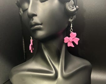 Pink Bow Earrings