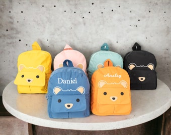 Personalised Kids Backpack with Name, Embroidered Bear Backpack, Teddy bear Backpack Bag, Teddy Bear Bag for Kids, Cute Bag for Kids