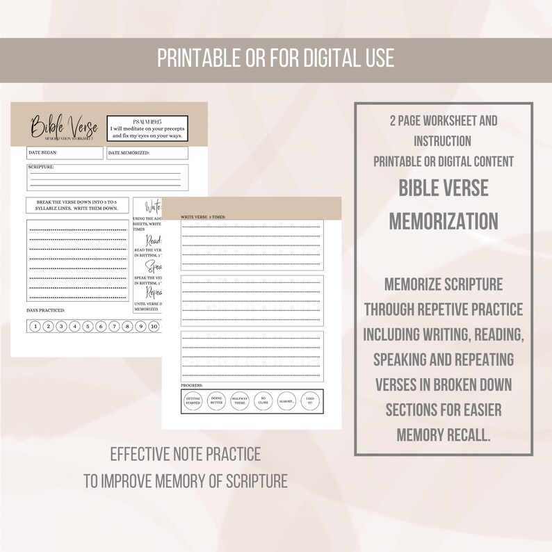 Bible Verse Memorization Worksheet: Scripture Study (PDF Annotable) - Etsy